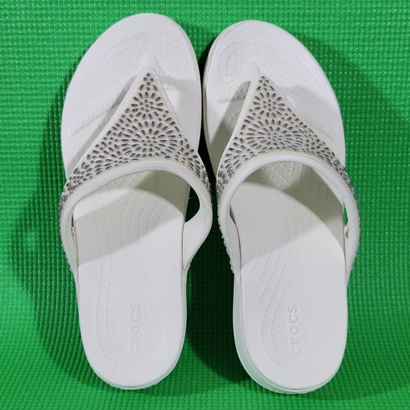 Crocs Monterey Diamante Wedge Flip-Flop Sandal - Women's 10 - Picture 5 of 8